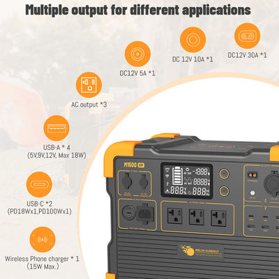 Generatore solare UPS da 2200W con batteria al litio LFP da 1536Wh, ingresso pannello solare da 600W e tempo di ricarica di 2 ore