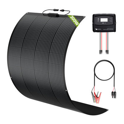 Kit di pannelli solari da 200w per camper, camper, camper con pannello solare semi flessibile e controller solare a 5 fasi di ricarica IP67 per AGM GEL WET CALCIUM LiFePO4 e batteria LTO