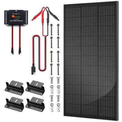 Buon prezzo Kit di ricarica solare per RV con sistema solare da 100W Fonte di energia rinnovabile per case mobili e attrezzature da campeggio in grado di ricaricare batterie AGM, GEL, WET e LiFePO4 da 12V in linea